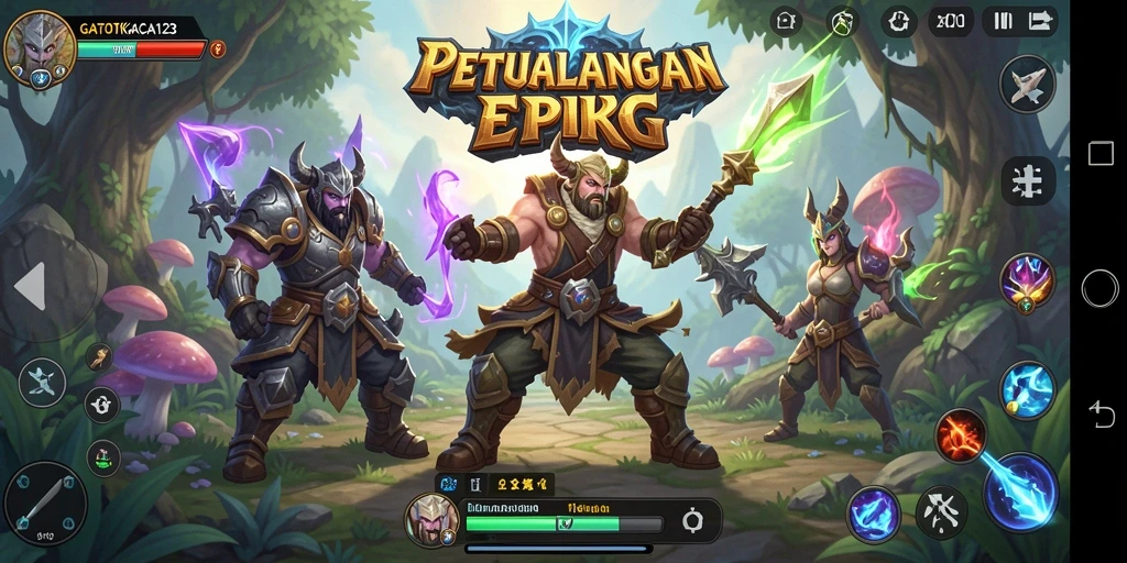 Tampilan gameplay menarik dalam GATOTKACA123 dengan grafik RPG yang memukau.