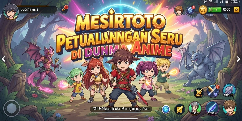 Screenshot gameplay <strong>MESIRTOTO</strong> menampilkan pertarungan epik dengan karakter anime yang menawan.