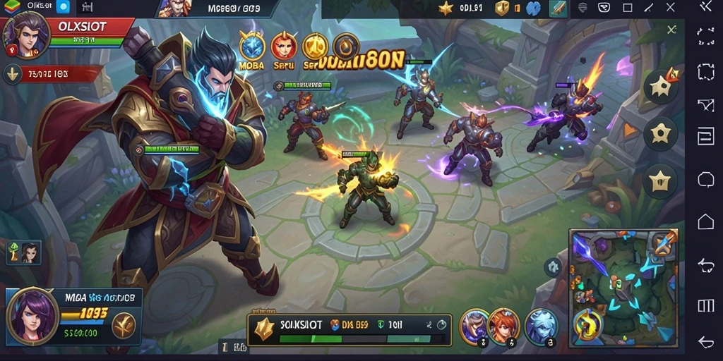 Tampilan screenshot utama OLXSLOT yang menunjukkan aksi mendebarkan dalam game MOBA.
