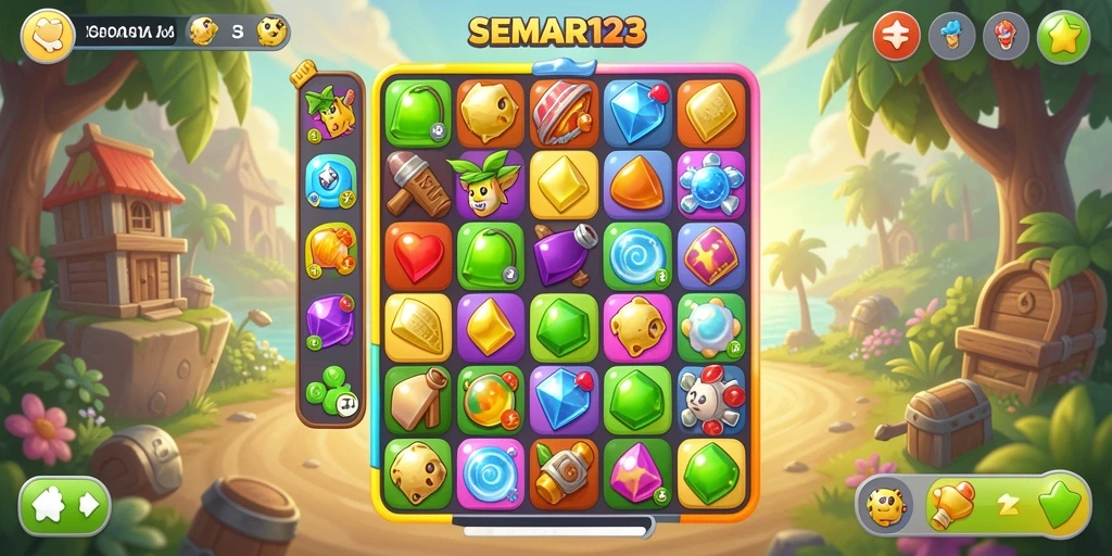 Screenshot gameplay SEMAR123 yang menampilkan aksi mencocokkan item yang seru.