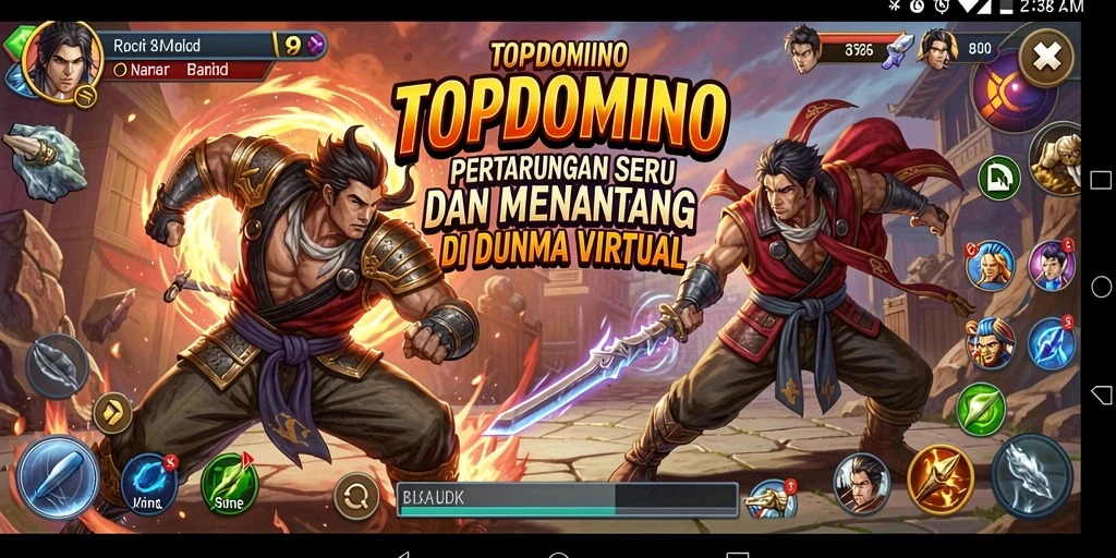 Tampilan gameplay <strong>TOPDOMINO</strong> yang seru menunjukkan aksi pertarungan mendebarkan.