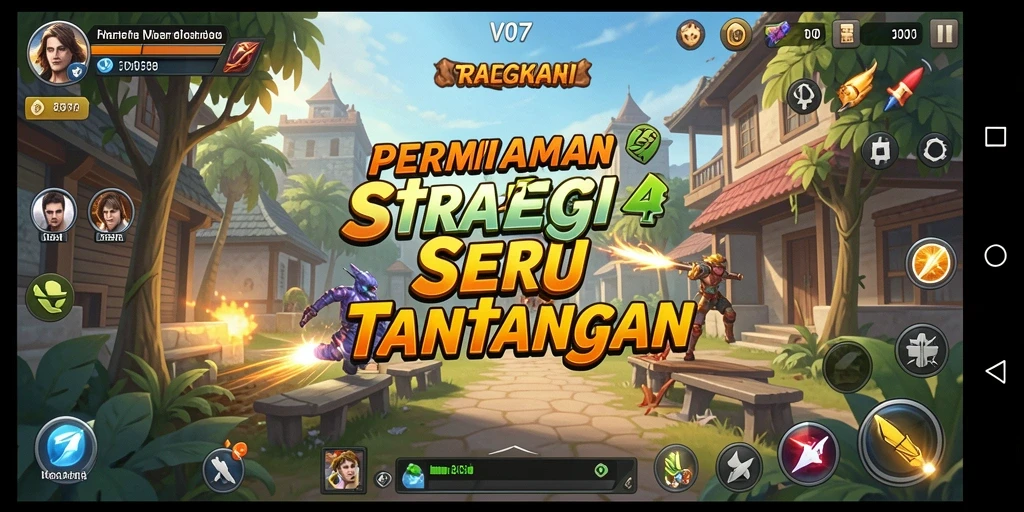 Screenshot V07 menunjukkan peperangan strategi yang mendebarkan.